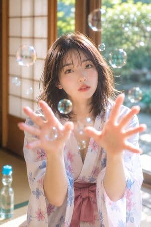 Summer Bubbles in Yukata - AI image template preview