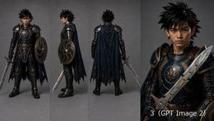Fantasy Knight Character Turnaround Sheet - AI image template preview