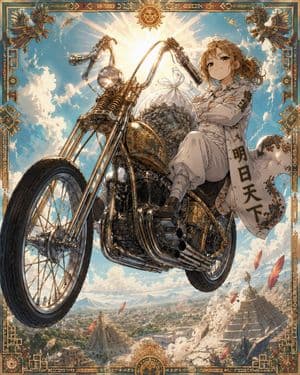 Skyborne Anime Biker in Ancient City preview