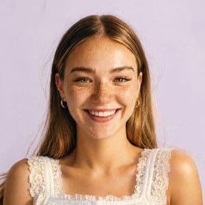 Sunny Freckled Profile Portrait - AI image template preview