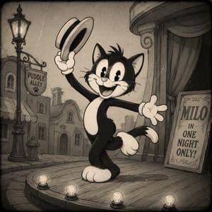 Vintage Rubber-Hose Cat Vaudeville - AI image template preview
