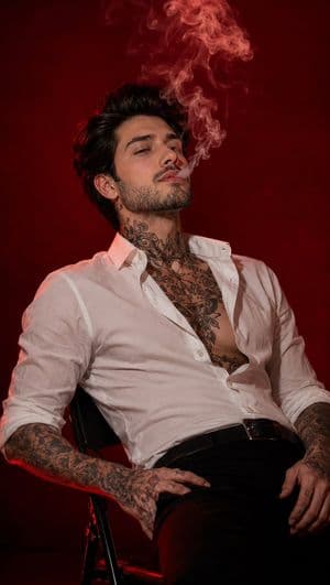 Cinematic Studio Red Background Portrait - AI image template preview