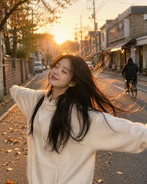 Golden Hour Street Portrait - AI image template preview