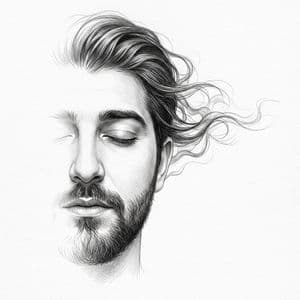 Minimalist Half-Face Graphite Sketch - AI image template preview