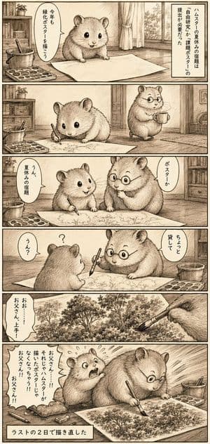 Sepia Hamster Summer Homework Manga preview