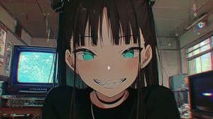 Retro 2.5D Anime CRT Girl - AI image template preview