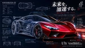 Japanese Hypercar Blueprint Poster preview