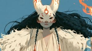 Neon Fox Mask Mage Portrait - AI image template preview