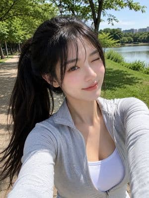Realistic East Asian Woman Smartphone Selfie - AI image template preview