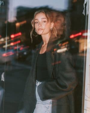 Editorial Fashion Portrait at Blue Hour - AI image template preview