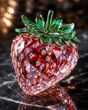 Crystal Strawberry Gemstone Sculpture - AI image template preview