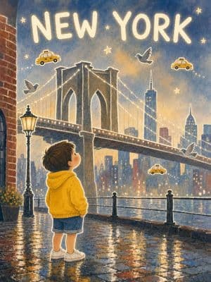Minimalist Child's Drawing New York Poster - AI image template preview