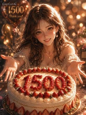 Anime Strawberry 1500 Celebration Cake - AI image template preview