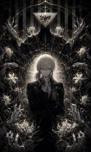 Gothic Puppeteer and Spider Lilies - AI image template preview