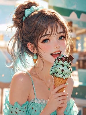 Mint Ice Cream Anime Portrait preview