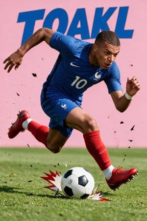 Mbappé Sprinting Soccer Action - AI image template preview