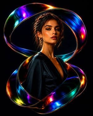 Luxury Liquid Chrome Portrait - AI image template preview