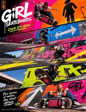 Skateboard Campaign Board Design - AI image template preview
