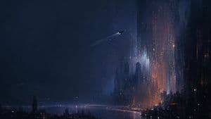 Deep Blue Sci-Fi Megacity Wallpaper - AI image template preview