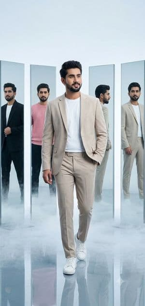 Futuristic Glass Panel Fashion Portrait - AI image template preview