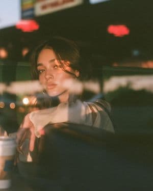 Cinematic Café Portrait at Blue Hour - AI image template preview