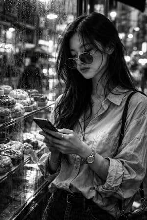 Black and White Street Fashion Snapshot - AI image template preview