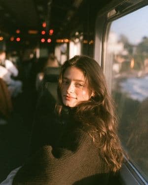 Golden Hour Train Travel Portrait - AI image template preview