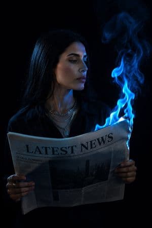 Moody Cinematic Blue Fire Portrait - AI image template preview