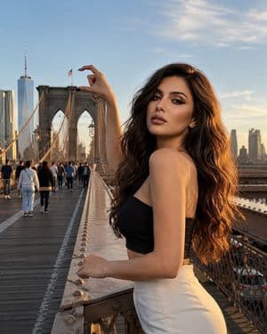 Forced Perspective Brooklyn Bridge Portrait - AI image template preview