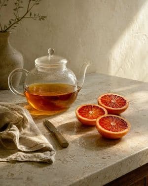 Sunlit Tea and Blood Orange Still Life - AI image template preview