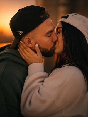 Golden Hour Couple Kiss - AI image template preview