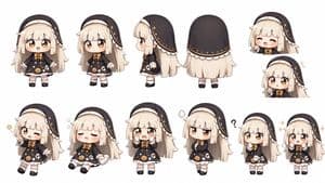 Halloween Nun Chibi Character Sheet - AI image template preview