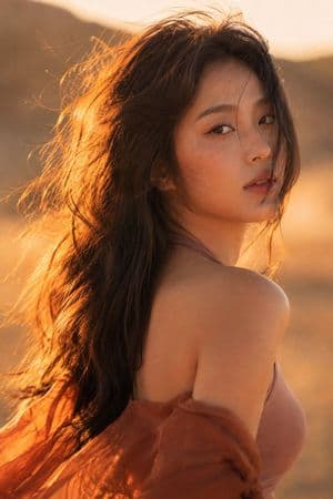 Korean Woman Golden Hour Desert Portrait - AI image template preview