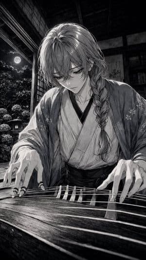 Moonlit Koto Player Manga - AI image template preview