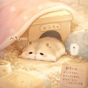 Sleepy Hamster Watercolor Scene - AI image template preview