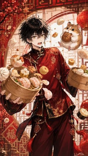 Anime Dim Sum Festival Boy - AI image template preview