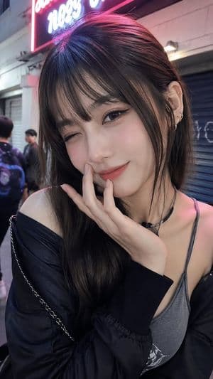 Neon Night Street Portrait - AI image template preview