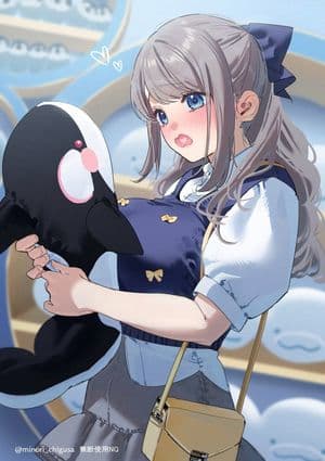 Anime Girl Hugging Orca Plush - AI image template preview