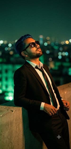 Cinematic Rooftop Urban Portrait - AI image template preview