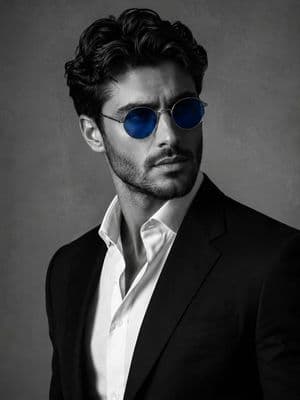 Cinematic Male Portrait with Blue Lenses - AI image template preview