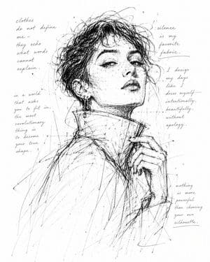 Monochrome Scribble Ink Sketch - AI image template preview