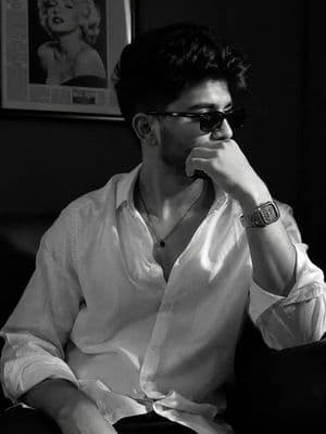 Cinematic B&W Café Portrait - AI image template preview