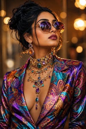 Luxury Silk and Gemstones - AI image template preview