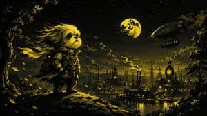 Steampunk Shih Tzu Moonlit City - AI image template preview