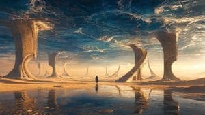 Surreal Desert Ocean Horizon - AI image template preview