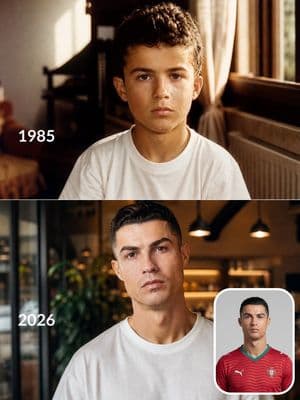 Footballer Then vs Now Transformation - AI image template preview