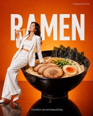 Minimalist Tonkotsu Ramen Commercial - AI image template preview