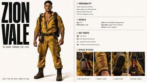 Editorial Character Profile Spread - AI image template preview