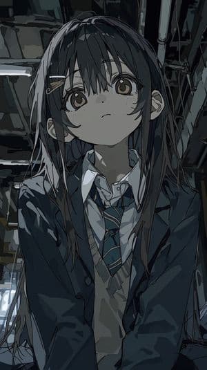 Moody Anime Schoolgirl Portrait - AI image template preview