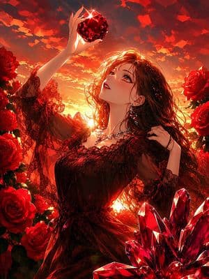 Ruby Sunset Rose Garden Portrait - AI image template preview